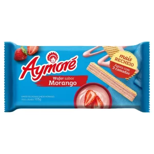 Biscoito recheado Wafer morango Aymore